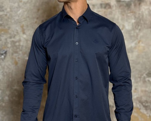 Мужская рубашка Loro Piana тёмно-синего цвета