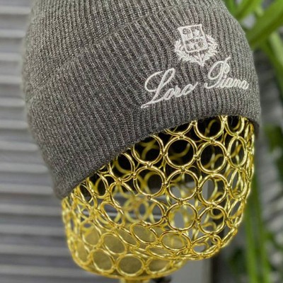 Мужская тёмно-серая шапка Loro Piana logo-embroidered