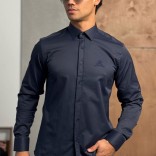 Мужская тёмно-синяя рубашка Loro Piana logo-embroidered