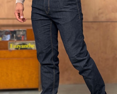 Мужские джинсы тёмно-синего цвета Loro Piana regular fit