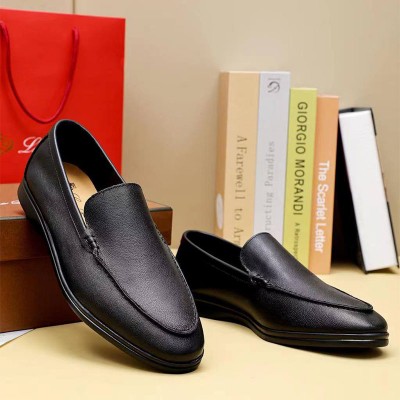 Мужские кожаные лоферы Loro Piana Summer Walk - Black