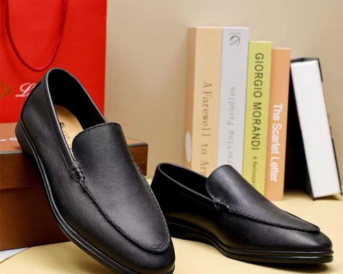 Мужские кожаные лоферы Loro Piana Summer Walk - Black