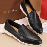 Мужские кожаные лоферы Loro Piana Summer Walk - Black