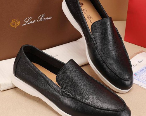 Мужские кожаные лоферы Loro Piana Summer Walk - Black