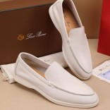 Мужские кожаные лоферы Loro Piana Summer Walk - White