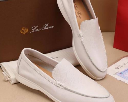Мужские кожаные лоферы Loro Piana Summer Walk - White