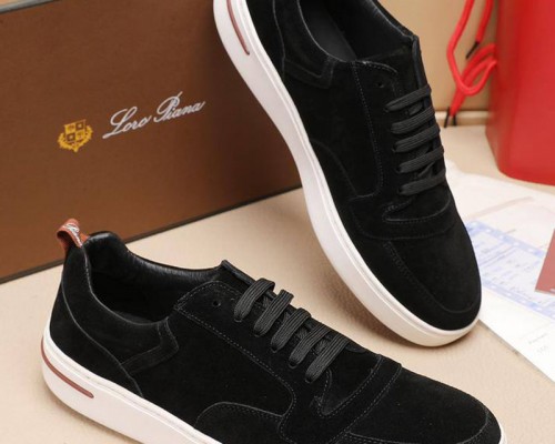 Мужские замшевые кроссовки Loro Piana Newport - Black