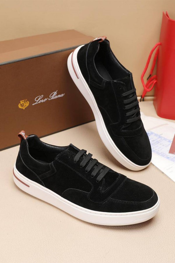 Мужские замшевые кроссовки Loro Piana Newport - Black