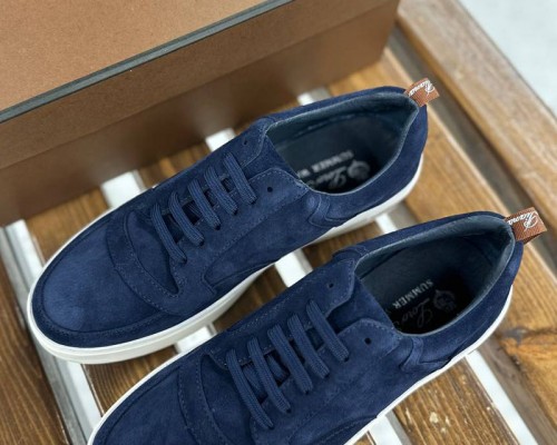 Мужские замшевые кроссовки Loro Piana Newport - Navy