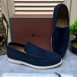 Мужские замшевые лоферы Loro Piana Open Walk - Navy
