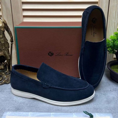 Мужские замшевые лоферы Loro Piana Open Walk - Navy
