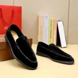 Мужские замшевые лоферы Loro Piana Summer Walk - Black