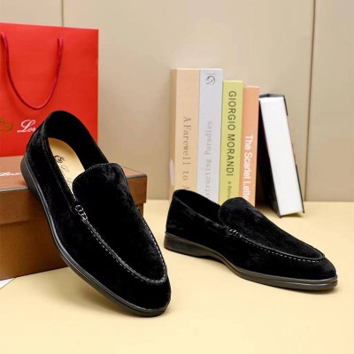 Мужские замшевые лоферы Loro Piana Summer Walk - Black