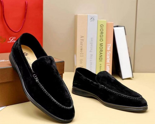 Мужские замшевые лоферы Loro Piana Summer Walk - Black