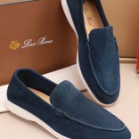 Мужские замшевые лоферы Loro Piana Summer Walk - Blue