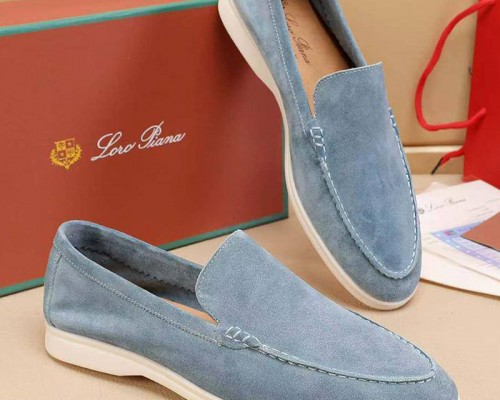 Мужские замшевые лоферы Loro Piana Summer Walk - Blue