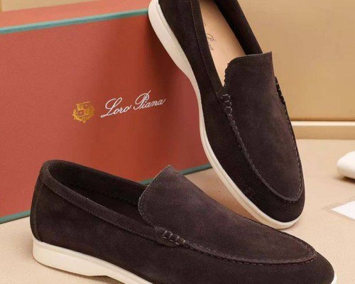 Мужские замшевые лоферы Loro Piana Summer Walk - Brown