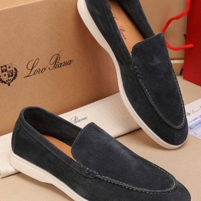 Мужские замшевые лоферы Loro Piana Summer Walk - Grey