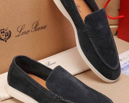 Мужские замшевые лоферы Loro Piana Summer Walk - Grey