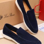 Мужские замшевые лоферы Loro Piana Summer Walk - Navy