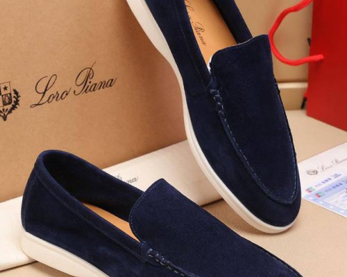 Мужские замшевые лоферы Loro Piana Summer Walk - Navy