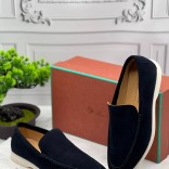 Мужские замшевые лоферы Loro Piana тёмно-синего цвета