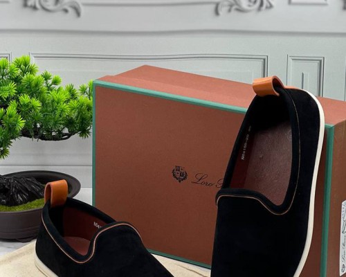 Мужские замшевые лоферы Loro Piana Venice Walk - Black