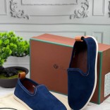 Мужские замшевые лоферы Loro Piana Venice Walk - Blue