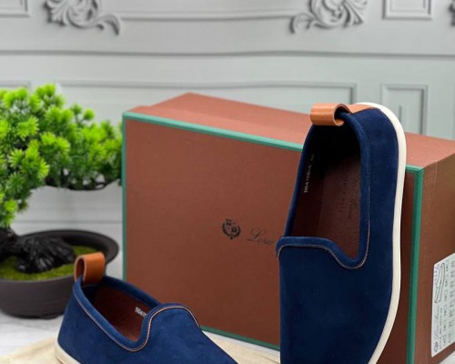 Мужские замшевые лоферы Loro Piana Venice Walk - Blue