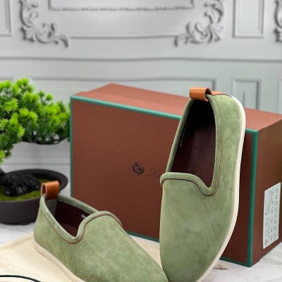 Мужские замшевые лоферы Loro Piana Venice Walk - Green