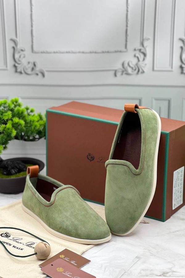 Мужские замшевые лоферы Loro Piana Venice Walk - Green