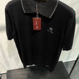 Мужское поло Loro Piana zip-neck - Black