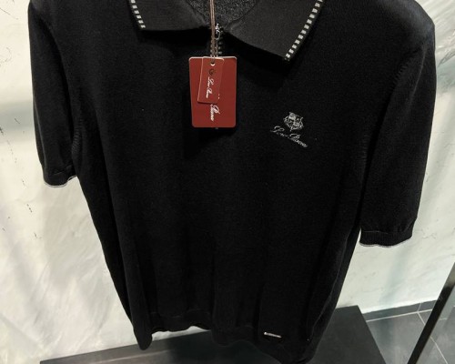 Мужское поло Loro Piana zip-neck - Black