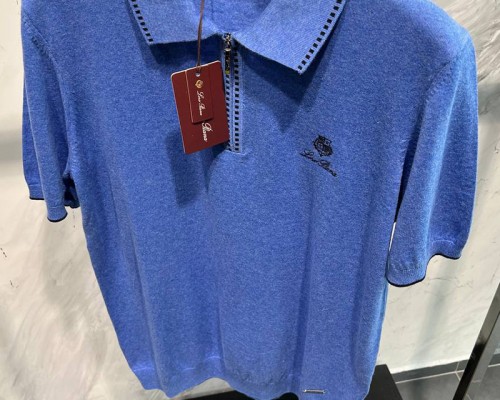 Мужское поло Loro Piana zip-neck - Blue