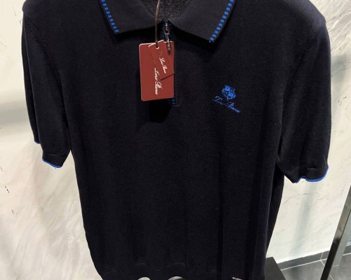 Мужское поло Loro Piana zip-neck - Navy