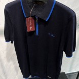 Мужское тёмно-синее поло Loro Piana zip-neck