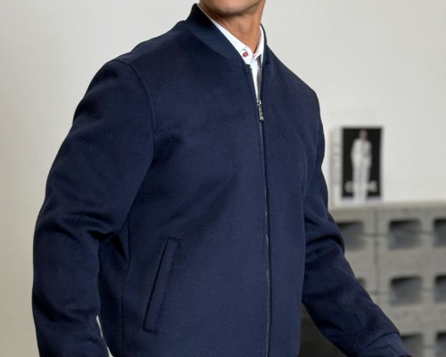 Мужской бомбер Loro Piana синего цвета