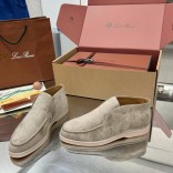 Женские замшевые лоферы Loro Piana premium - Light Grey