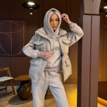 Женский костюм тройка на флисе Loro Piana premium - Beige