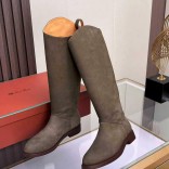 Женские замшевые сапоги Loro Piana premium - Grey