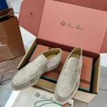 Женские замшевые лоферы Loro Piana premium - Light Grey