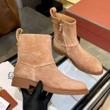 Женские замшевые сапоги Loro Piana premium - Beige