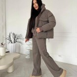 Женский костюм тройка на флисе Loro Piana premium - Brown