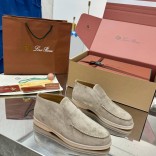 Женские замшевые лоферы Loro Piana premium - Light Grey