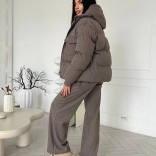 Женский костюм тройка на флисе Loro Piana premium - Brown