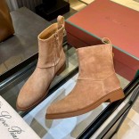 Женские замшевые сапоги Loro Piana premium - Beige