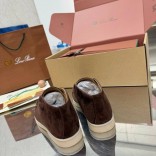 Женские замшевые лоферы Loro Piana premium - Brown