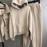 Женский костюм тройка на флисе Loro Piana premium - Beige