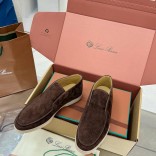 Женские замшевые лоферы Loro Piana premium - Brown