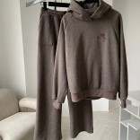 Женский костюм тройка на флисе Loro Piana premium - Brown